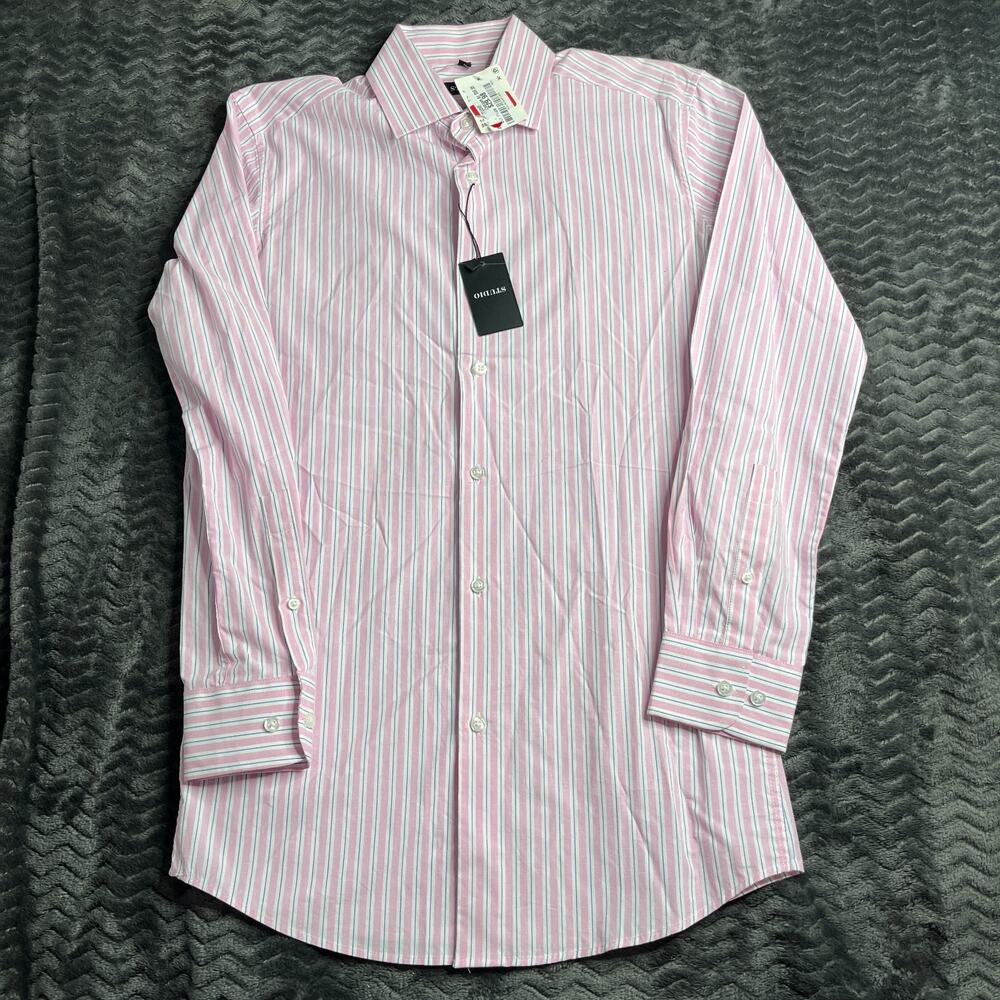 Studio Button Down Shirt Mens Small Pink Stripes NWT